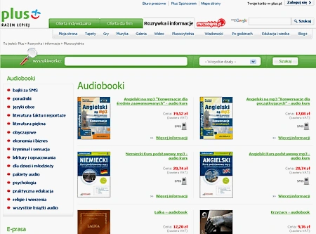 Plus sprzedaje e-booki i audiobooki