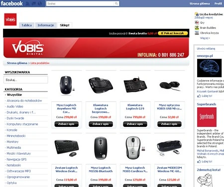 Vobis otwiera sklep na Facebooku