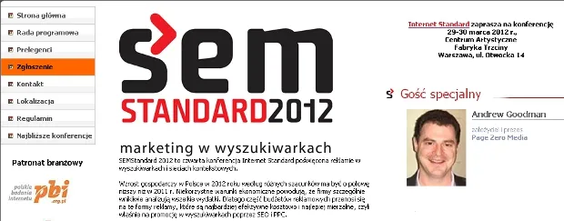 Andrew Goodman po raz pierwszy w Polsce podczas konferencji SEMStandard 2012