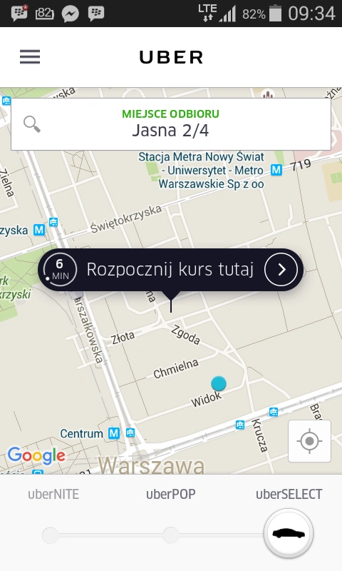 Uber uruchamia w Warszawie usługę uberSELECT