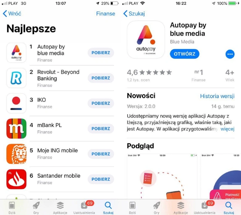 <p>Autopay najpopularniejszą aplikacją w App Store w kategorii Finanse</p>