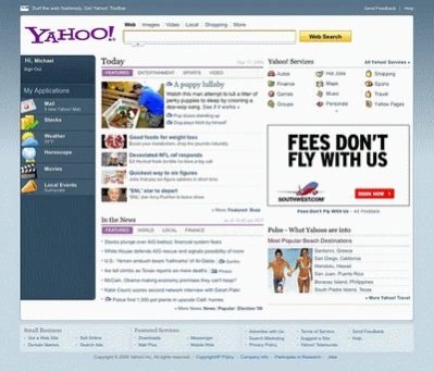Gmail i AOL mail na stronie głównej Yahoo!?