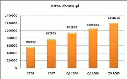 <p>NASK: 1 mln 300 tys. domen .pl na koniec 2008  r.</p>
